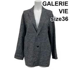 ◆ ギャルリーヴィー GALERIE VIE テーラードジャケット 長袖 千鳥格子柄 オーバーサイズ モノトーン ウール混 36 M 9号 レディース S5Y178のサムネイル