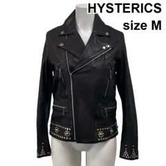 ◆ ヒステリックス HYSTERICS ダブルライダースジャケット スタッズ 長袖 黒 ブラック ゴートレザー M 9号 レディース S5Y195のサムネイル