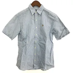 RALPH LAUREN ラルフローレン 半袖ストライプシャツ サイズ:170 コットン/ボタンダウン/ポニー刺繡    ブルー メンズ / 240001176274