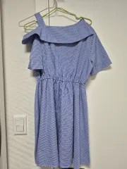 チェック オフショルダー ワンピース