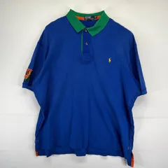 古着 ポロバイラルフローレン Polo by Ralph Lauren 半袖 ポロシャツ 大きいサイズ ワッペン マルチカラー ワンポイントロゴ 鹿子 3XB BIG  ブルー系 メンズ