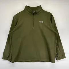 古着 ザ・ノースフェイス THE NORTH FACE ハーフジップフリースジャケット 大きいサイズ プルオーバー ワンポイントロゴ刺繍  2XL  グリーン系 メンズ