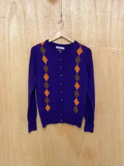 ユナイテッドアローズ アーガイル ウール カラーレス カーディガン