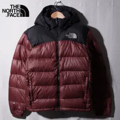 ノースフェイス THE NORTH FACE ダウンジャケット M相当 表記S バーガンディー×ブラック ロゴ刺繍 700フィル テック系 オーバーサイズ ストリート Y2K 古着 Z224