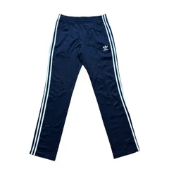 古着 adidas アディダス トラックパンツ 刺繍 トレフォイルロゴ ネイビー×ホワイトライン Lサイズ 2510-403