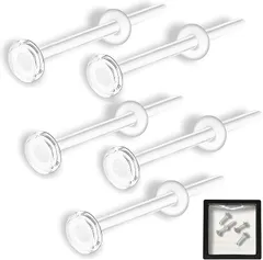 fogman 皮膚科専門医監修 透明ピアス 収納ボックス付き つけっぱなし用 ガラス シリコン 樹脂 医療用 (ロッド厚1.2mmxロッド長さ8mm」)