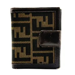 【ズッカ柄の存在感】FENDI フェンディ ズッカ柄 二つ折り財布 コンパクトウォレット FFロゴ ブラウン 当店基準真贋確認済