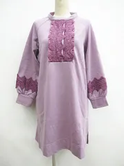 タグ付 未使用 ＆LOVE 裏起毛 チュニックワンピース ピンク系 レース スナップボタン サイズM L05-1208-8