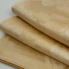 色無地 裄66.5 花柄の地模様 一つ紋 正絹 着物 MK-1994