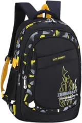 Ken R リュック キッズ 男の子 小学生 子供 女の子 防水 リュックサック おしゃれ キッズバッグ A4 大容量 (ブラック　x　イエロー,  小)