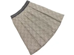 KUMIKYOKU 組曲 ウール混 チェック ラメ プリーツ スカート size1/白ｘ黒 ◇■ レディース