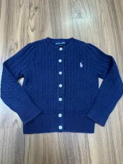 ポロ キッズ ネイビー ケーブル編み カーディガン 3/3T