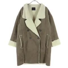 美品 KBF ケービーエフ 長袖 フェイク ムートンコート F ベージュ系 裏ボア レディース 古着