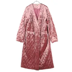 美品 Ungrid アングリッド 長袖 ベルベット キルティングコート M ピンク レディース 古着