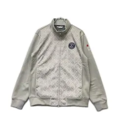 中古 メンズ アンパスィ and per se フルジップアウター L グレー 裏フリース 幾何学柄 ストレッチ ロゴ刺しゅう 防寒対策