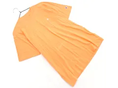美品 Champion チャンピオン ロゴ クルーネック Tシャツ オレンジ ■◆ メンズ