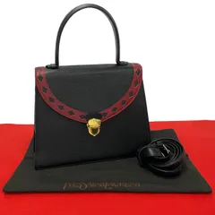 ほぼ未使用 YVES SAINT LAURENT イヴ サンローラン YSL カットアウト パンチング レザー 2way ハンドバッグ ショルダーバッグ 黒 44124