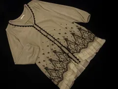 axes femme アクシーズファム フロッキープリント フリル ロング カーディガン sizeM/ベージュ ◇■ レディース