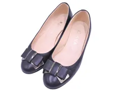 DIANA ダイアナ リボン パンプス size22.5/黒 ■■ レディース