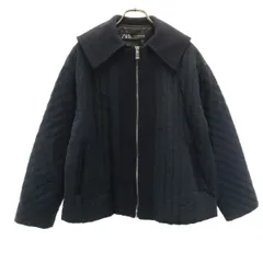 ZARA ザラ セーラーカラー キルティングジャケット M ネイビー コントラストパフジャケット レディース 古着