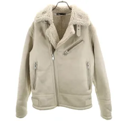 ZARA ザラ フェイク ムートンジャケット M アイボリー メンズ 古着