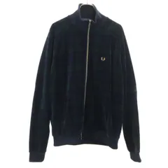 FRED PERRY フレッドペリー 日本製 チェック ベロア トラックジャケット O ネイビー メンズ 古着