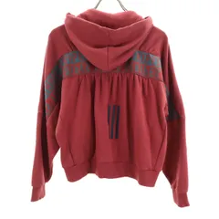 adidas アディダス バックデザイン 長袖 ワーディング ジップパーカー S レッド系 裏起毛 レディース 古着