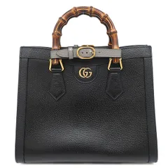 グッチ GUCCI 2WAYバッグ ダイアナ スモール レザー ブラック ゴールド金具 バンブー 黒 ハンドバッグ ショルダー   702721 【箱】【中古】