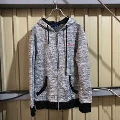 1113 Polo by Ralph Lauren ジップパーカー グレー M ポロバイラルフローレン フルジップ スウェット ワンポイント 刺繍ロゴ ポロポニー  裏起毛 古着卸 アメリカ仕入
