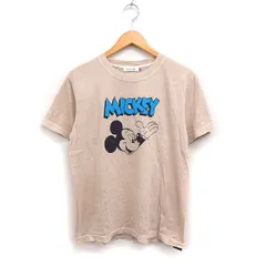 グッドロックスピード GOOD ROCK SPEED × DiSNEY ミッキーマウス プリント Tシャツ 半袖 丸首 コットン 綿 F ベージュ /FT27