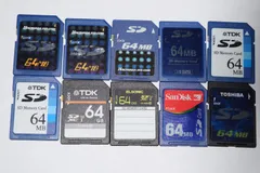 10枚セット SDカード 64MB メーカー色々 動作確認・フォーマット済み SDメモリーカード TDK ハギワラ 現品