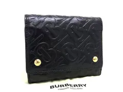 ■新品同様■ BURBERRY バーバリー TBモノグラム レザー 三つ折り 財布 ウォレット 小銭入れ 札入れ ブラック系 FA3851