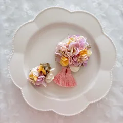 【24時間以内発送】七五三髪飾り　パープル　キッズヘアクリップ タッセル　お揃い