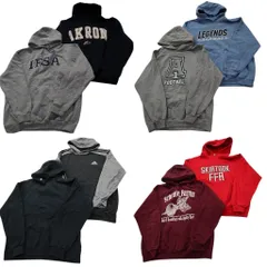 古着卸 まとめ売り カラー パーカー スウェット 8枚セット (メンズ L /XL ) スリーストライプス フーディー カレッジ風 中古 古着 NC9216