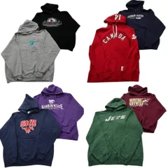 古着卸 まとめ売り カラー パーカー スウェット 8枚セット (メンズ XL ) カレッジチーム 英文字 ワンポイント フーディー 中古 古着 NC9214