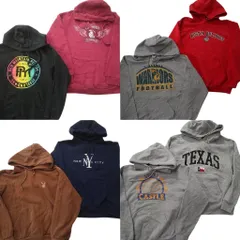 古着卸 まとめ売り カラー パーカー スウェット 8枚セット (メンズ M ) チームロゴ 英文字 カレッジ風 フーディー 中古 古着 NC9232