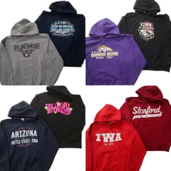 古着卸 まとめ売り カラー パーカー スウェット 8枚セット (メンズ L ) カレッジ風 チームロゴ 英文字 フーディー 中古 古着 NC9229