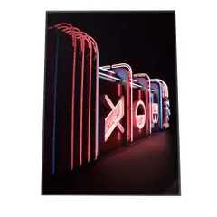 【A0サイズ（約84x119cm）】【ki-poster-75】サイバー 未来 ネオン ポスター フレーム付き ピンク  インテリア   アート  縦