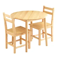 北欧テイスト 円形ダイニング3点セット 丸型省スペース 天然木製【Saluna-サルーナ】　CPD-3-NA　ナチュラル