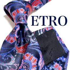 美品 エトロ ネクタイ ハイブランド ペイズリー柄 光沢 ジャガード織り