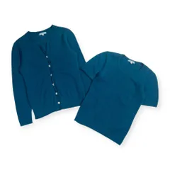 アンサンブル カシミヤ100% next eye ネクストアイ ニット カーディガン 半袖 セーター 2/青緑系 レディース