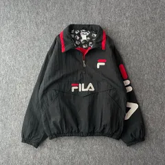 old　FILA　デザインジャケット　ハーフジップ　プルオーバー　刺繍　ビッグのサムネイル