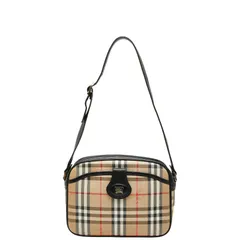 バーバリー ノバチェック シャドーホース ベージュ ブラック キャンバス レザー レディース BURBERRY【1-0246180】