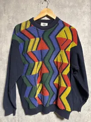 Modigliani(モディリアーニ)イタリア製ニット総柄マルチカラーレトロ90sオールド