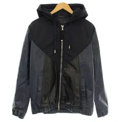 ディーゼルブラックゴールド DIESEL BLACK GOLD ナイロン切替 レザージャケット 牛革 パーカー 46 ネイビー 黒 /☆G