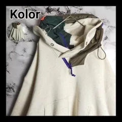 【希少】Kolor カラー ドッキング パーカー 1(実寸XL級) クリーム 異素材 オーバーサイズ 身幅78 ビッグシルエット モード 再構築のサムネイル