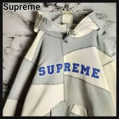【希少】Supreme シュプリーム パーカー M パッチワーク センターロゴ アーチロゴ 刺繍 グレー 肉厚 裏起毛 完売モデル 入手困難