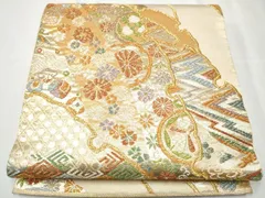 平和屋着物●西陣　川島織物　六通柄　本袋帯　雪輪舞花文　金糸　正絹　逸品　CABB0643hy