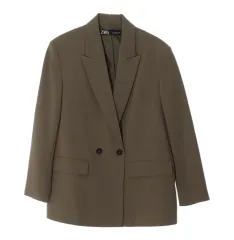 ZARA ザラ ダブル ブレスト ブレザー カーキ色