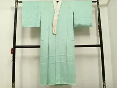 平和屋着物●長襦袢　袷　花地紋　色無地　山葵色　正絹　逸品　AABE2523ph